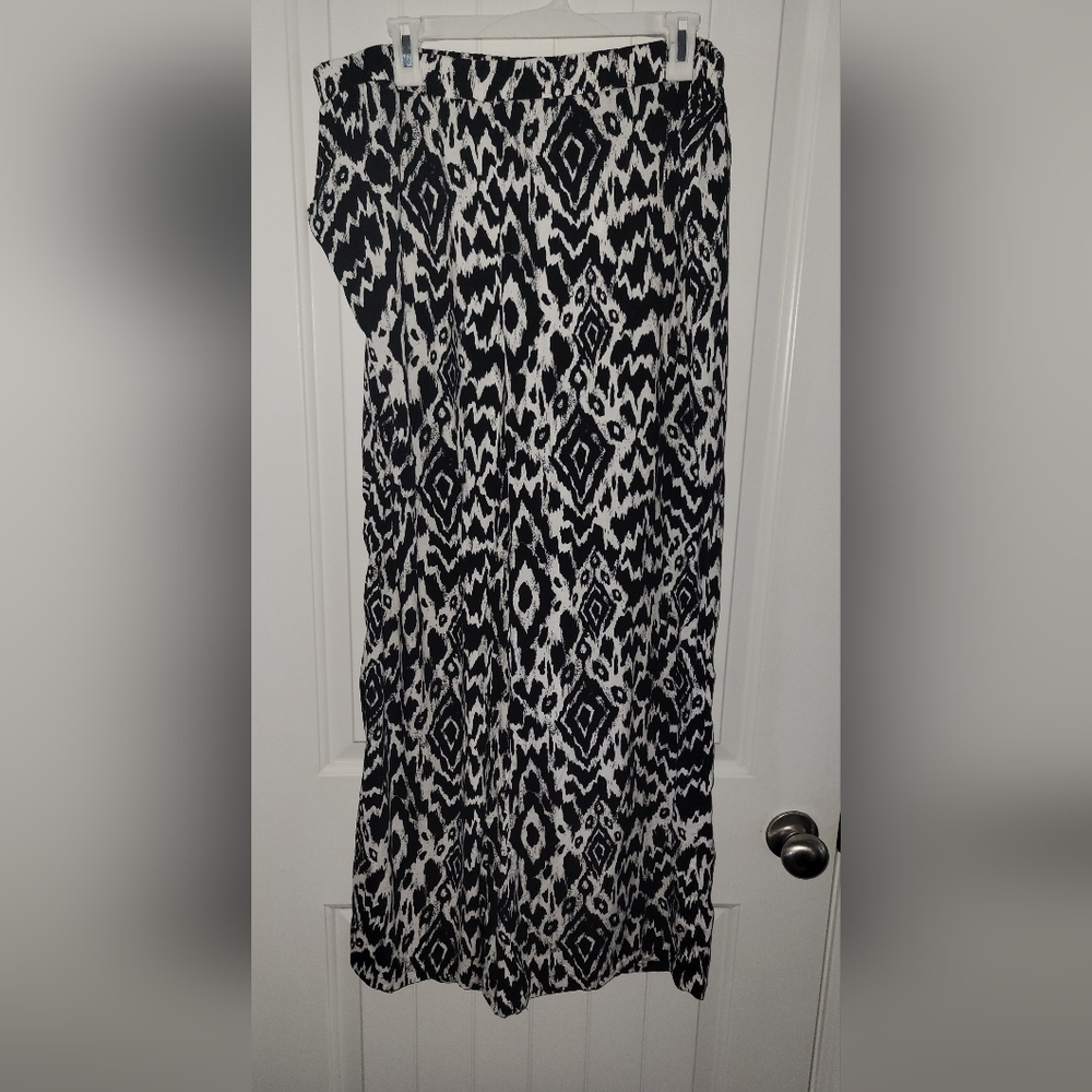 Palazzo Wide Leg Elastic Waist Band Pants Flowy 1X